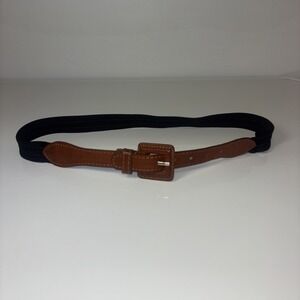 Faux Leather Belt Brown Buckle Size Xs Stretchy Elastic Dress Belt Shirt VTG